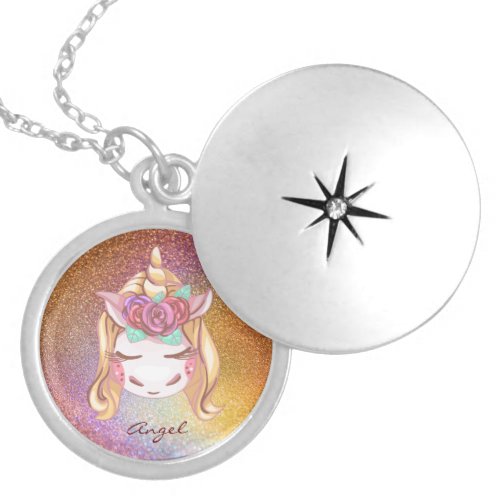 Custom Personalized Girls Unicorn Locket Necklace