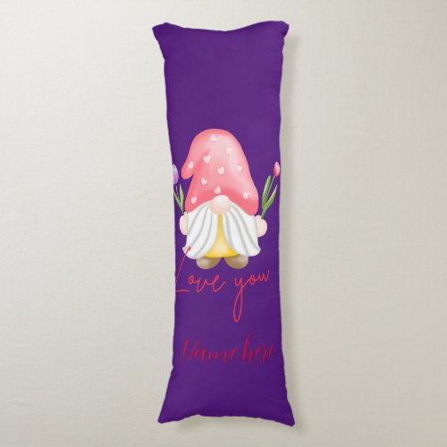 Custom personalized gnome valentines day body pillow