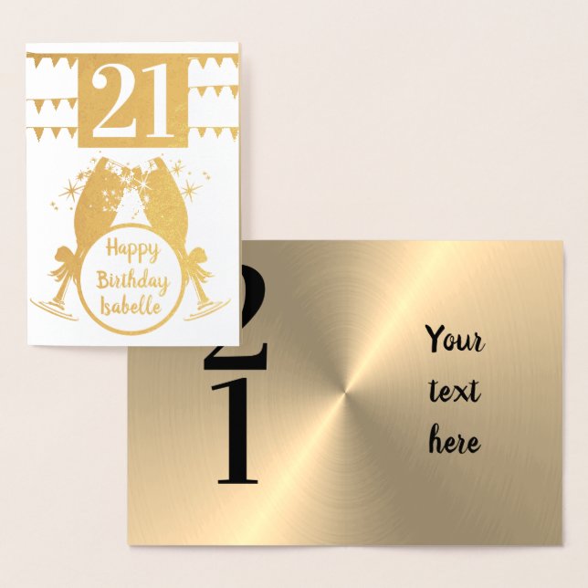 Custom Personalized Gold 21st Birthday Card (Display)