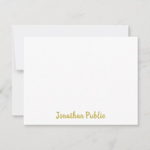 Custom Personalized Gold Color Handwritten Script Note Card