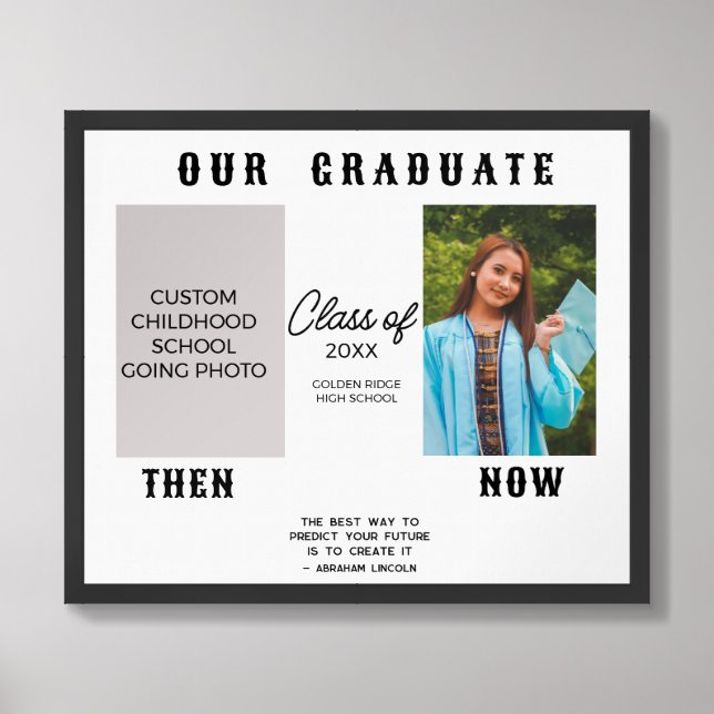 Custom Personalized Graduate Photo, Now Then Photo Framed Art (Framed Front)