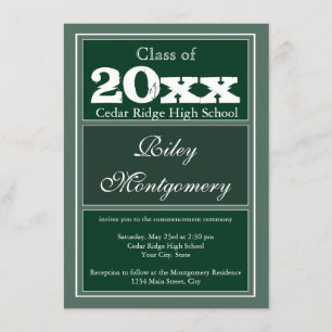 Custom Personalized Graduation Announcements Green