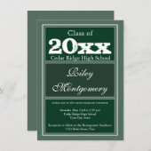 Custom Personalized Graduation Announcements Green (Front/Back)