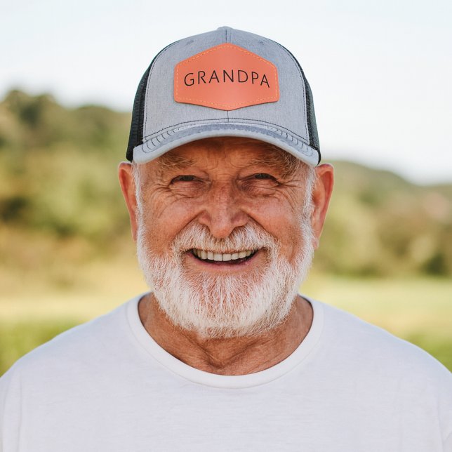 Custom Personalized Grandpa Leather Patch Hat (Creator Uploaded)