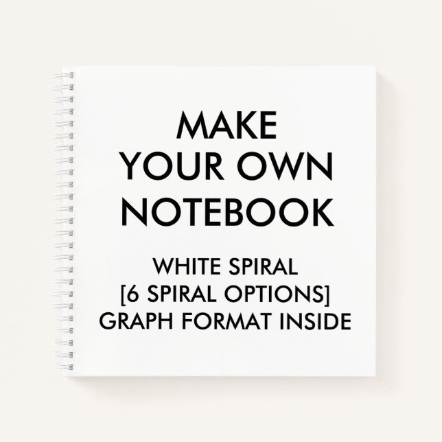Custom Personalized GRAPH Notebook, White Spiral Notebook (Front)