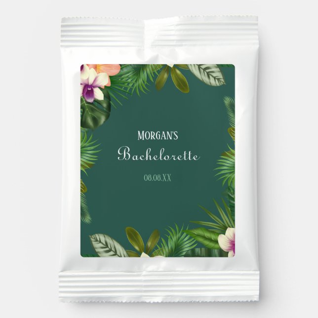 Custom Personalized Green Floral Bachelorette Margarita Drink Mix (Front)