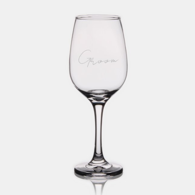 Custom Personalized Groom Etched Wine Glass (Glassware)