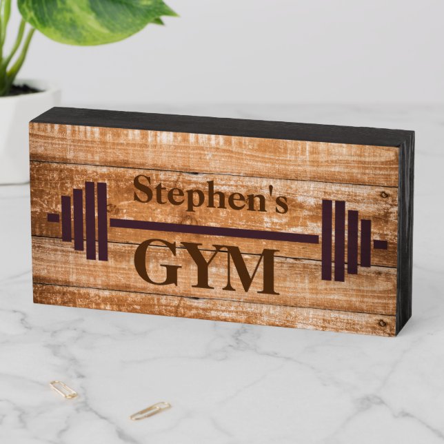 Custom Personalized Gym Work Out Room Wooden Box Sign (In Situ Horizontal)