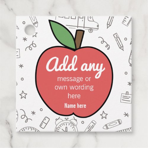 CUSTOM Personalized Happy Cute Apple with school s Favor Tags