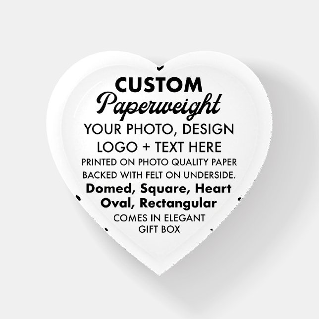 Custom Personalized Heart Photo Glass Paperweight (Front)
