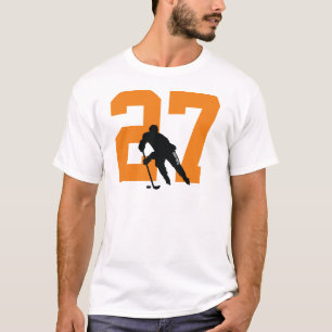Custom Personalized Hockey Player Number Orange T-Shirt