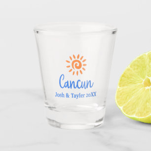 Custom Personalized Honeymoon in Cancun Shot Glass
