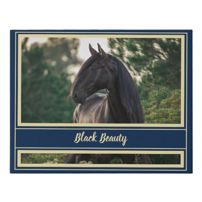 Custom / Personalized Horse Portrait w/ Show Name Faux Canvas Print (Front)