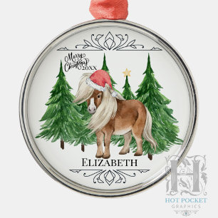 Custom Personalized Horse Watercolor Christmas Metal Ornament