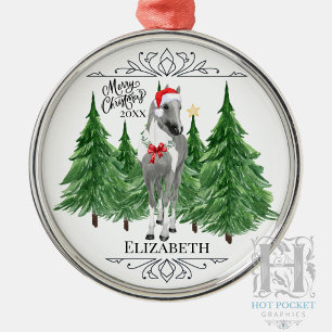 Custom Personalized Horse Watercolor Christmas Metal Ornament