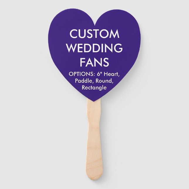Custom Personalized INDIGO HEART WEDDING FANS (Front)