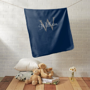 Custom Personalized Initial Script Monogram Baby Blanket