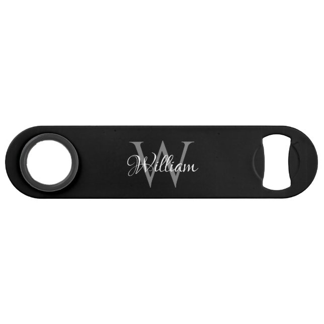 Custom Personalized Initial Script Monogram Bar Key (Front (Horizontal))