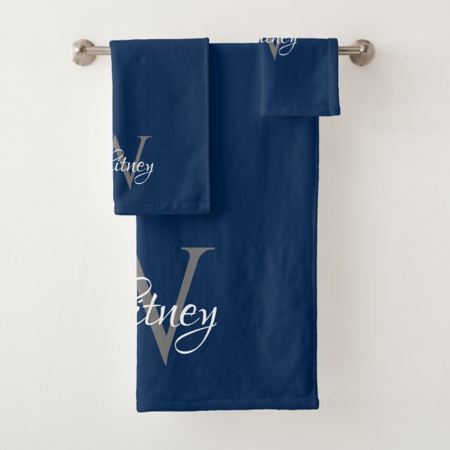 Custom Personalized Initial Script Monogram Bath Towel Set (Insitu)