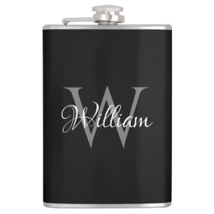 Custom Personalized Initial Script Monogram Flask