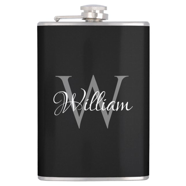Custom Personalized Initial Script Monogram Flask (Front)