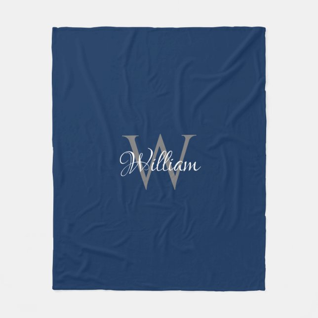 Custom Personalized Initial Script Monogram  Fleece Blanket (Front)