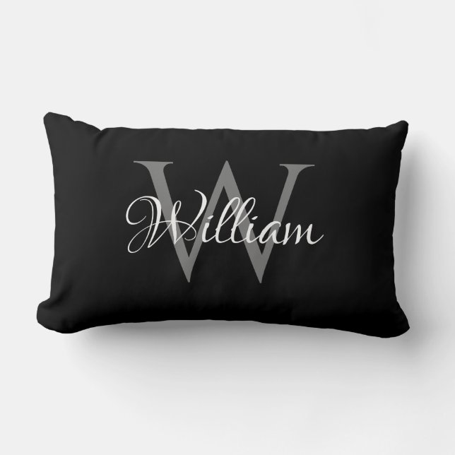Custom Personalized Initial Script Monogram Lumbar Pillow (Front)