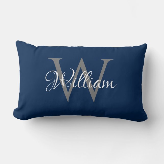 Custom Personalized Initial Script Monogram Lumbar Pillow (Front)