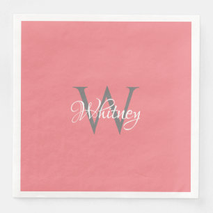 Custom Personalized Initial Script Monogram Paper Dinner Napkins