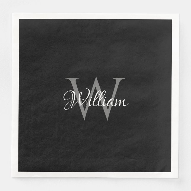 Custom Personalized Initial Script Monogram Paper Dinner Napkins (Front)