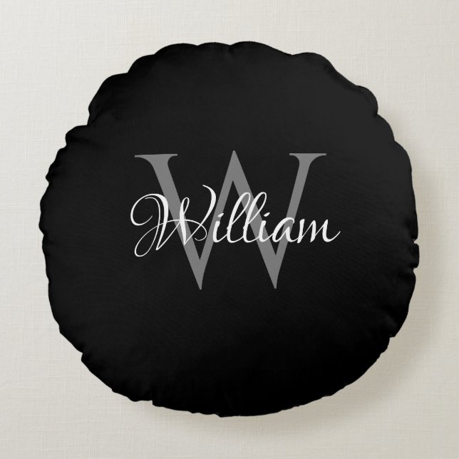 Custom Personalized Initial Script Monogram Round Pillow (Front)