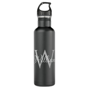 Custom Personalized Initial Script Monogram Stainless Steel Water Bottle