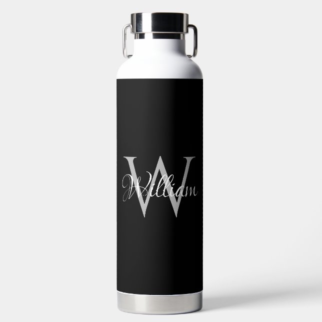 Custom Personalized Initial Script Monogram Water Bottle (Front)