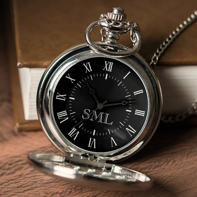 Custom Personalized Initials Roman Number Pocket Watch (Creator Uploaded)