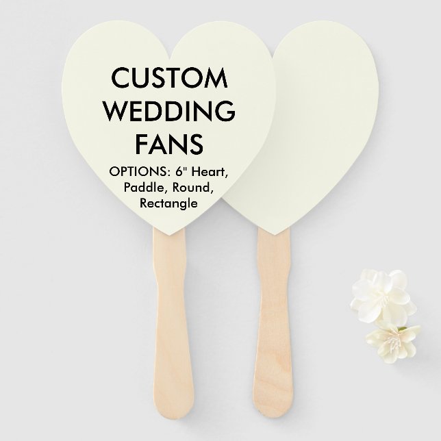 Custom Personalized IVORY HEART WEDDING FANS (Front and Back)