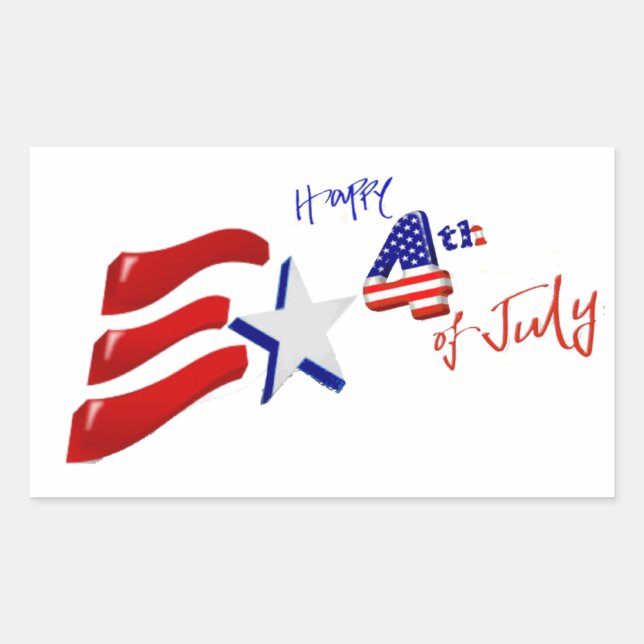 Custom Personalized July 4th American Flag Rectangular Sticker (Front)