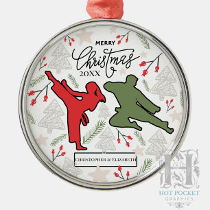 Custom Personalized Karate Martial Arts Christmas Metal Ornament