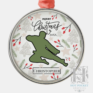 Custom Personalized Karate Martial Arts Christmas Metal Ornament