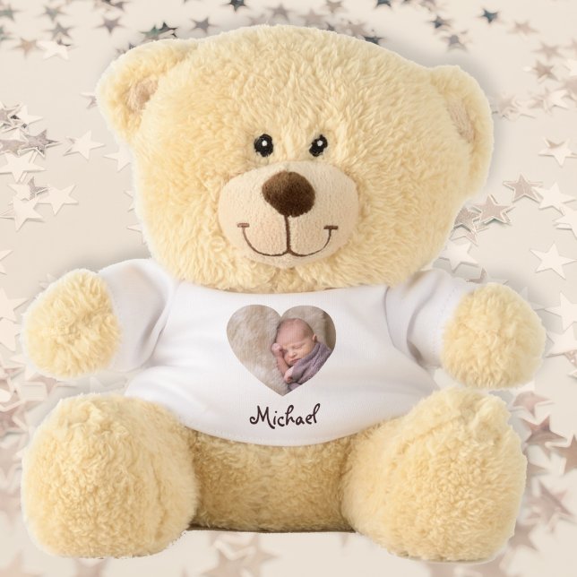 Custom Personalized Kids Photo Name Cute Heart Teddy Bear (Custom Personalized Kids Photo Name Cute Heart Teddy Bear)