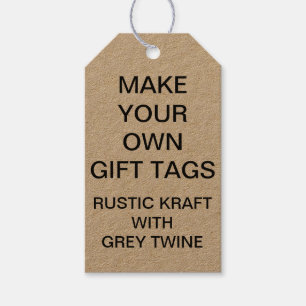 Custom Personalized Kraft Gift Tags & Grey Twine
