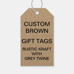 Custom Personalized Kraft Gift Tags & Grey Twine