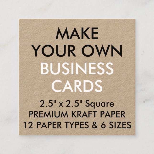 Custom Personalized KRAFT Square Business Cards (Front)