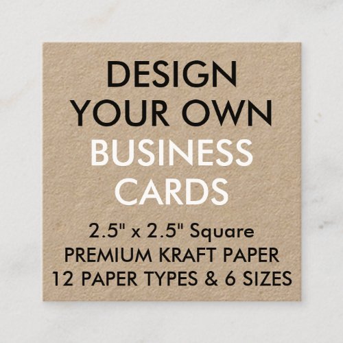 Custom Personalized KRAFT Square Business Cards