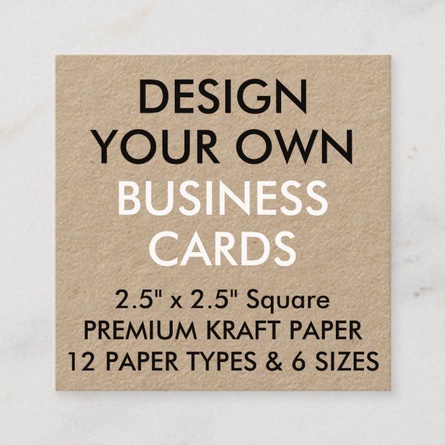 Custom Personalized KRAFT Square Business Cards (Front)