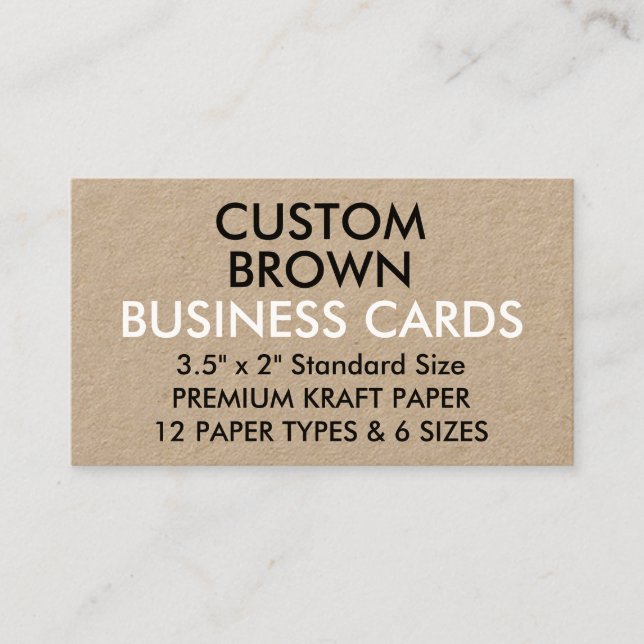 Custom Personalized KRAFT Standard Business Cards (Front)