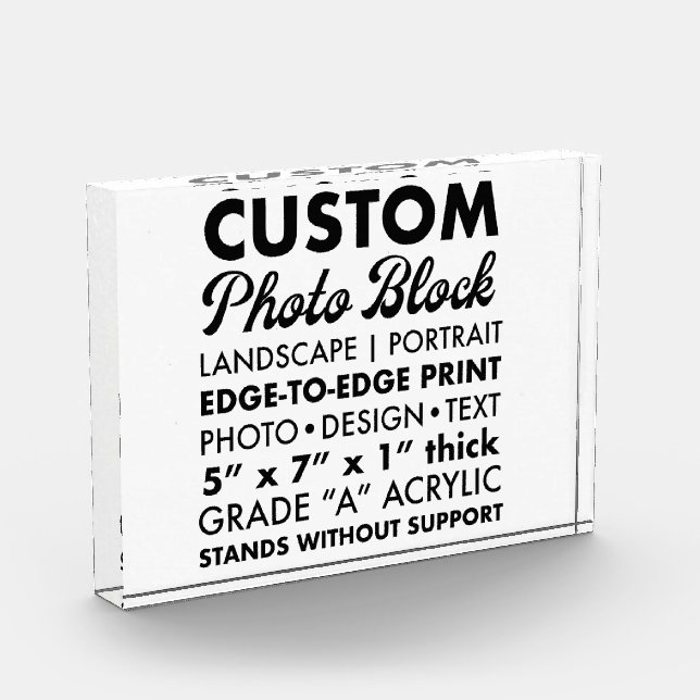 Custom personalized Landscape Photo Block 7" x 5" (Left)