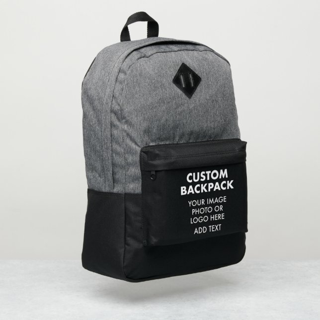 Custom personalized LAPTOP BACKPACK - HEATHER GREY (Left Corner)
