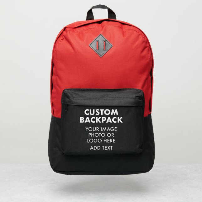 Custom personalized LAPTOP BACKPACK - RED & BLACK (Front)