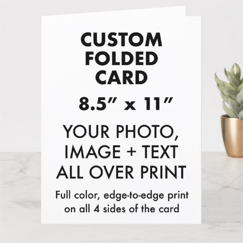 Custom Personalized Large 11 x 85 Folded Card