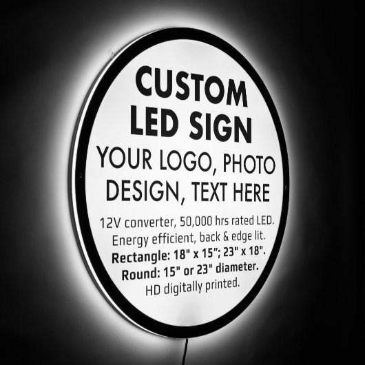 Custom Personalized Large 23" Round LED Sign Blank (Angle)